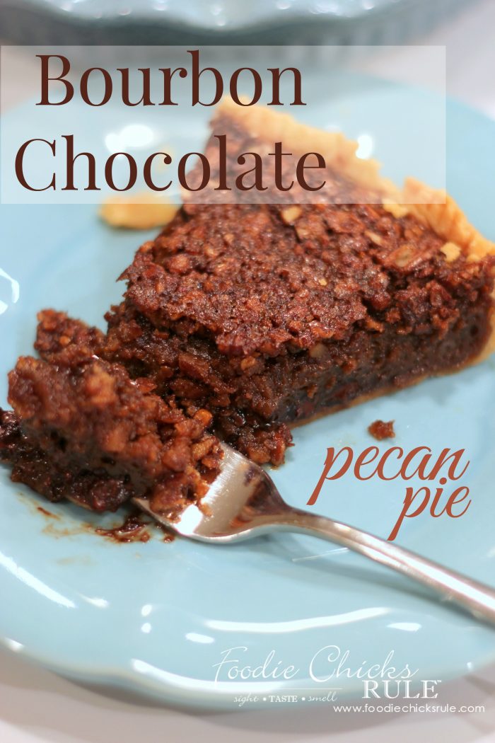 Bourbon Chocolate Pecan Pie - DELICIOUS - #bourbonrecipes #bourbonchocolatepecanpie #chocolatepie foodiechicksrule.com