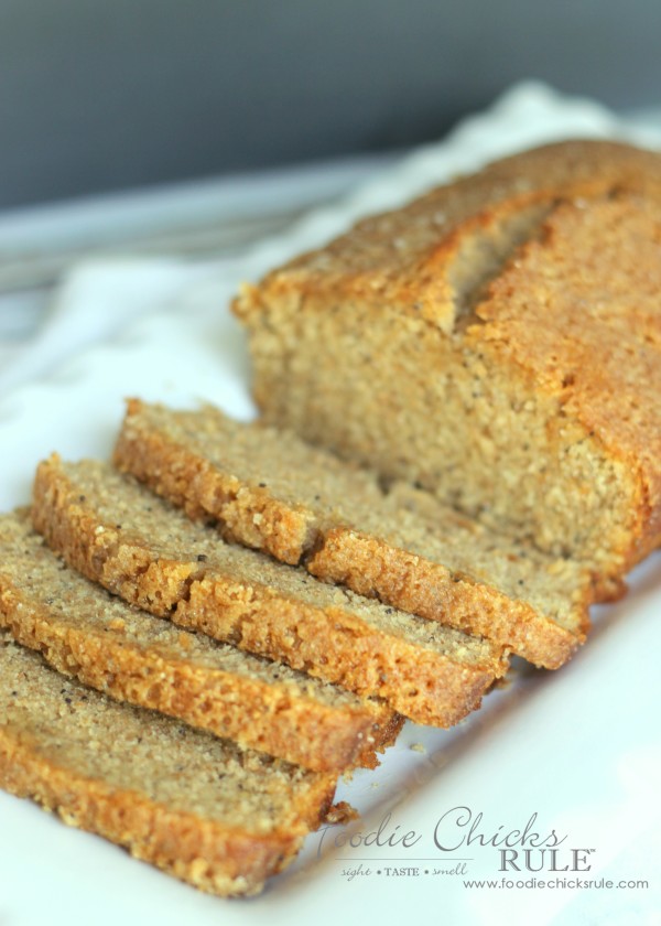 Almond Poppyseed Loaf - Easy Dessert - foodiechicksrule.com #easydessert #almondpoppyseed #orangeglaze