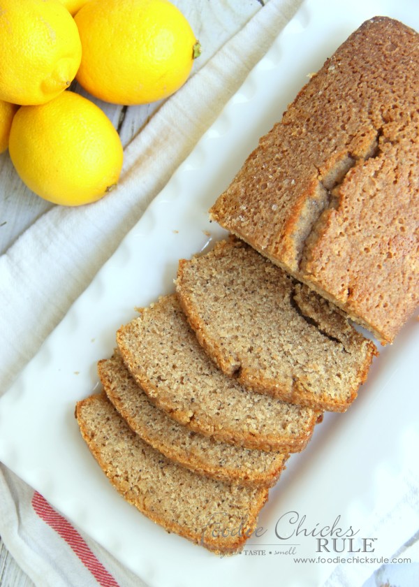 Almond Poppyseed Loaf - Made with Organic Whole Wheat Flour - foodiechicksrule.com #easydessert #almondpoppyseed #orangeglaze