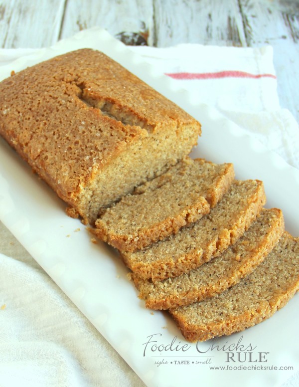 Almond Poppyseed Loaf - One bowl dessert - foodiechicksrule.com #easydessert #almondpoppyseed #orangeglaze