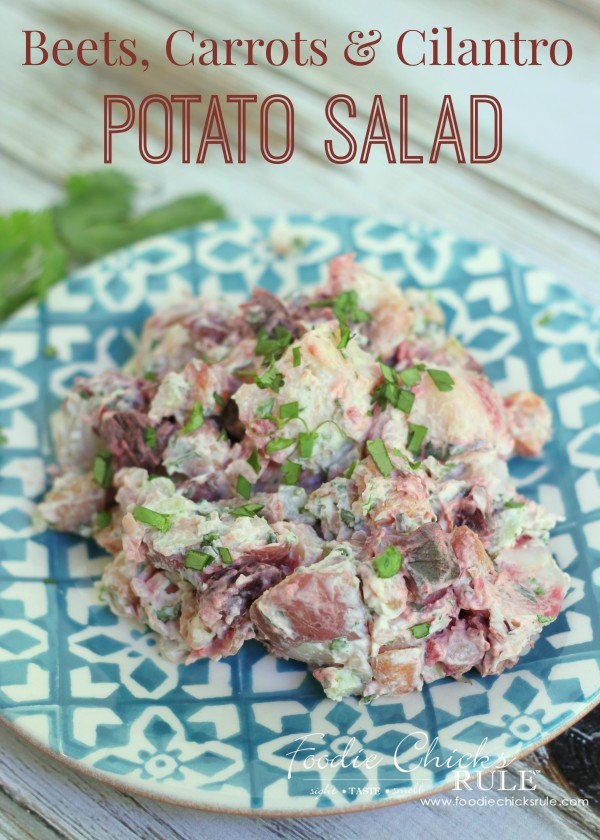 Beet, Carrot & Potato Salad - Fun twist on an old favorite! - #recipe #potatosalad #cilantro oodiechicksrule.com