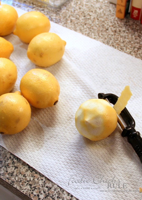 Homemade Limoncello - Easier than you think! - Peel lemons - #limoncello foodiechicksrule.com