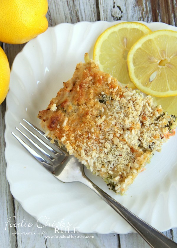 Lemony Broccoli Rice Casserole (with salmon or any meat you like!) - ONE BOWL ONE DISH - Quick & Easy #broccoliricecasserole #salmoncasserole #casserolerecipe #salmonrecipe #ricecasserole foodiechicksrule.com