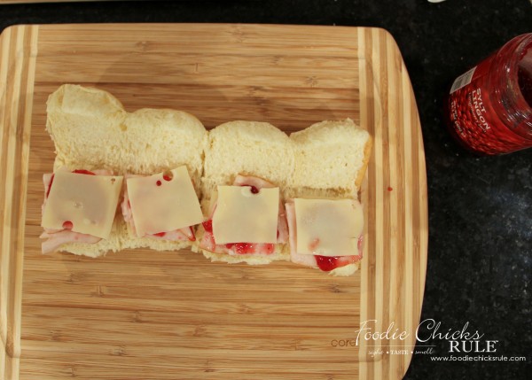 Turkey, Swiss Rolls with Lingonberry & Balsamic Glaze - Layer with the Lingonberry - #recipe #turkey foodiechicksrule.com