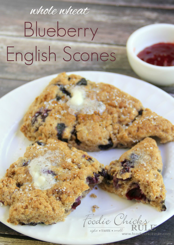 Whole Wheat English Blueberry Scones  - Classic recipe! #recipe #scones foodiechicksrule.com