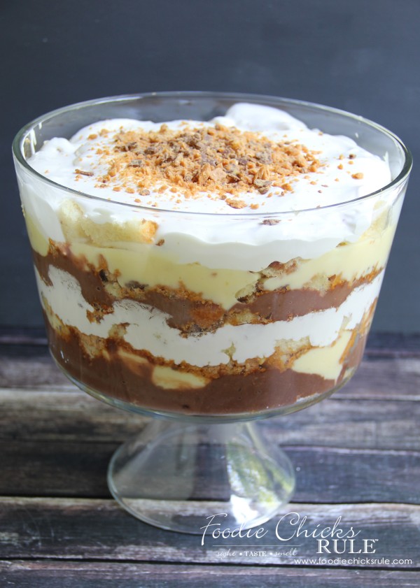 Butterfinger Trifle - My favorite dessert! - #butterfingerdessert #trifle #butterfingertrifle foodiechicksrule.com