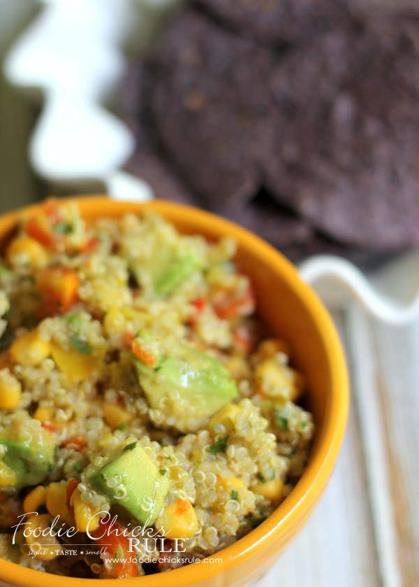 Avocado, Corn & Quinoa Salsa - SO HEALTHY and GOOD - #avocado #quinoa #salsa foodiechicksrule.com