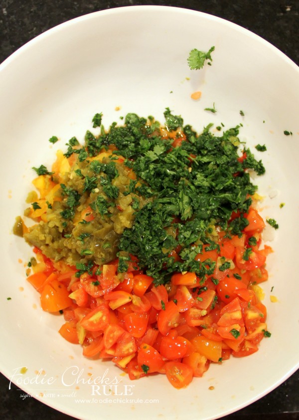 Avocado, Corn & Quinoa Salsa - add ingredients to bowl - #avocado #quinoa #salsa foodiechicksrule.com