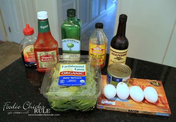 Warm Spinach, Egg, Bacon Salad - Ingredients - #recipe #spinach foodiechicksrule.com