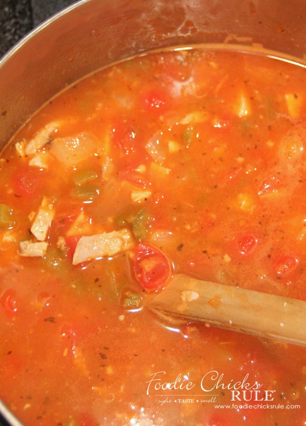 Chicken Taco Soup - Add Broth and Sauce - #recipe #chickensoup #foodiechicksrule