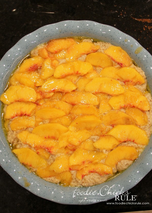 Gluten Free Peach Cobbler - Ready for the oven - #peach #cobbler #glutenfree foodiechicksrule