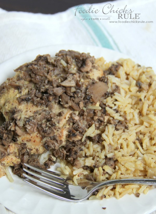 Honey Dijon Chicken with Rice - and mushrooms - A Favorite! -foodiechicksrule #easyrecipe #onedish