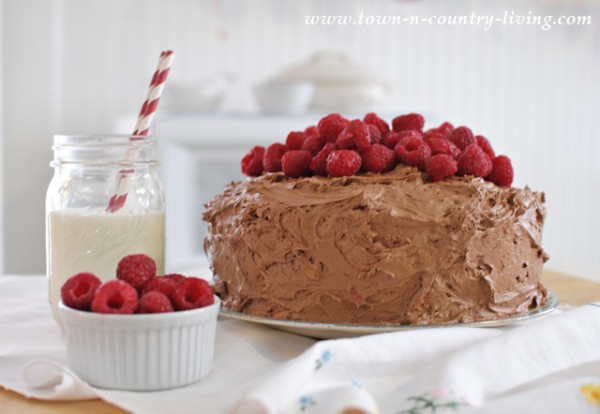 Dark Choc Raspberry Cake - Town and Country Living