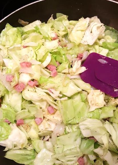 Fried Cabbage and Ham - just put in the pan - foodiechicksrule #cabbage #healthyrecipe