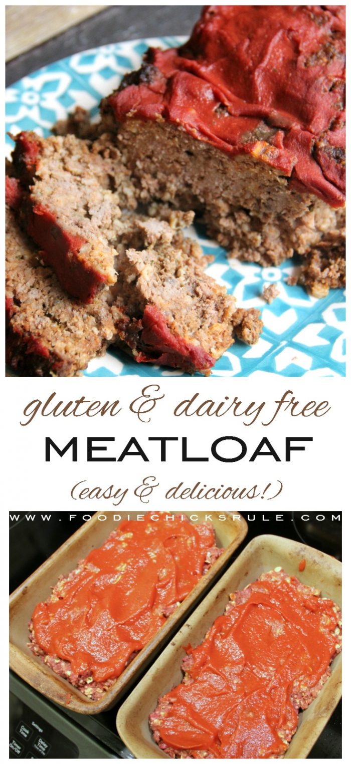 Easy (gluten free and dairy free) Meatloaf!! Love it! foodiechicksrule.com #easymeatloaf #glutenfreemeatloaf #meatloafrecipe