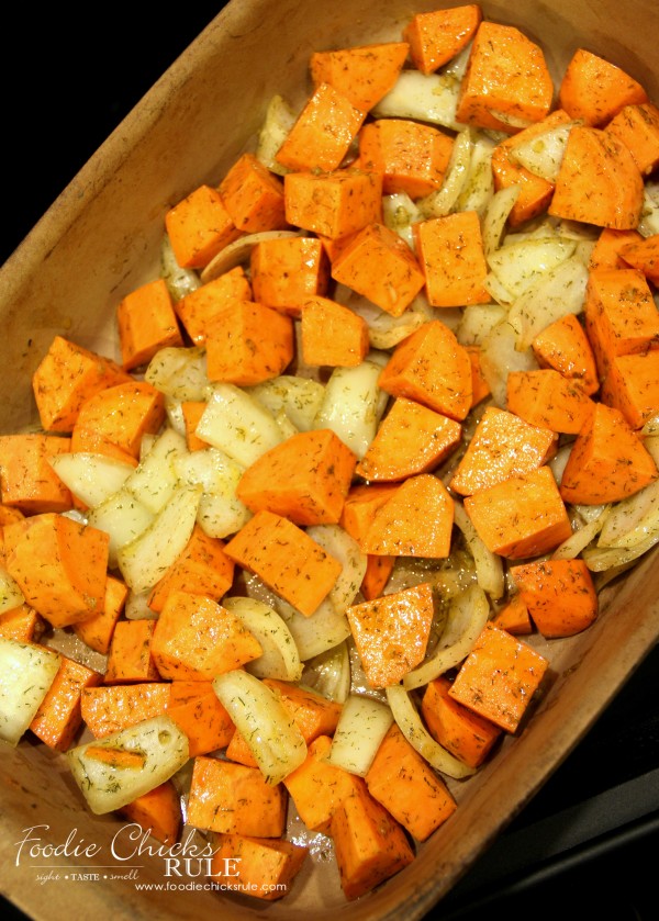 Oven Roasted Sweet Potatoes - ready for the oven - foodiechicksrule