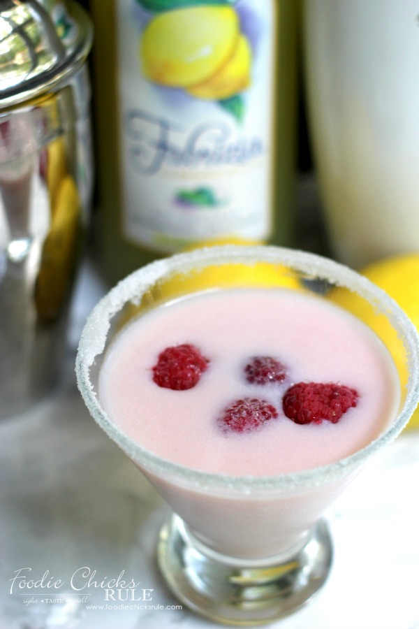 pink martini with red raspberries