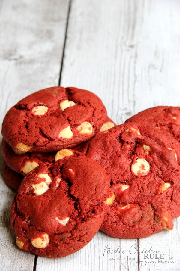 Easiest Red Velvet Cookie Recipe foodiechicksrule.com