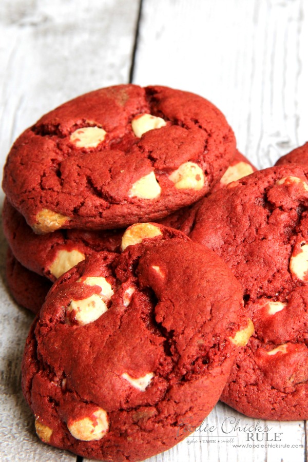 Easiest Red Velvet Cookie Recipe foodiechicksrule.com