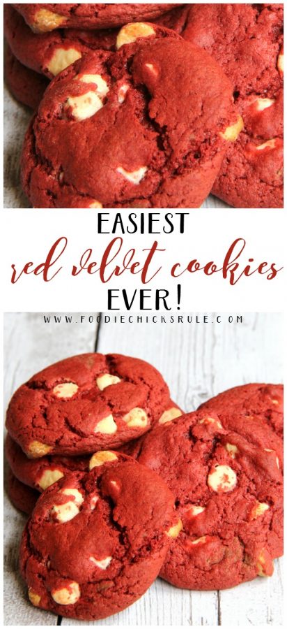 SO SIMPLE!!! Easiest Red Velvet Cookie Recipe foodiechicksrule.com