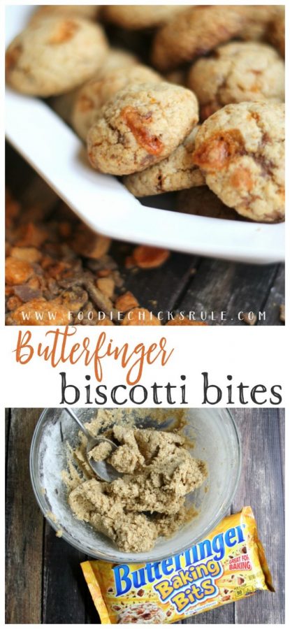 These are SO yummy!! Butterfinger Biscotti Bites - Delish!! artsychicksrule.com  (Butterfinger Cookies, Butterfinger Desserts)