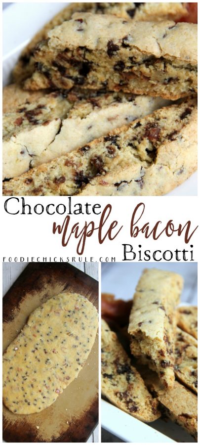 3 Favorites in ONE! Yummy! Chocolate Maple Bacon Biscotti - foodiechicksrule.com