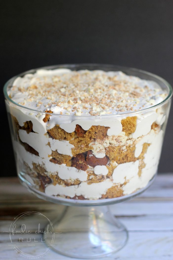 Pumpkin Bread Trifle Surprise! foodiechicksrule.com #glutenfree #pumpkintrifle #pumpkinbread #dessert #thanksgivingdesserts