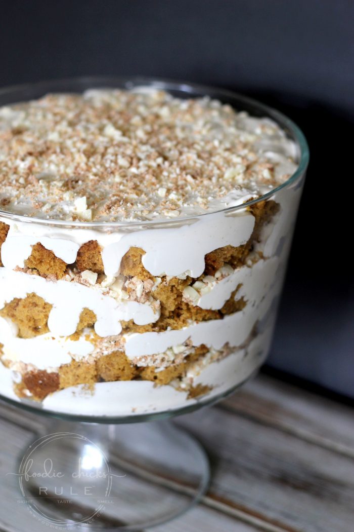 Pumpkin Bread Trifle Surprise! foodiechicksrule.com #glutenfree #pumpkintrifle #pumpkinbread #dessert #thanksgivingdesserts