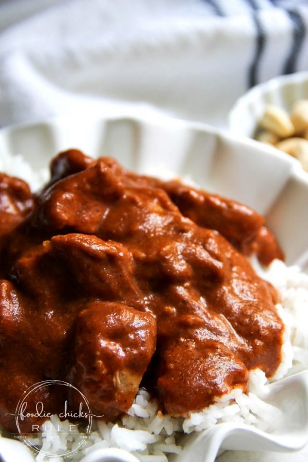 Easy Butter Chicken, less than 30 minutes and FULL of flavor!! The best! foodiechicksrule.com #easybutterchicken #butterchickenrecipe #quickandeasyrecipes #recipeideas #indianfood #indianrecipes #quickdinnerideas #murghmakhani