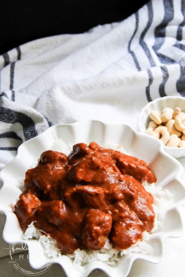 Easy Butter Chicken, less than 30 minutes and FULL of flavor!! The best! foodiechicksrule.com #easybutterchicken #butterchickenrecipe #quickandeasyrecipes #recipeideas #indianfood #indianrecipes #quickdinnerideas #murghmakhani