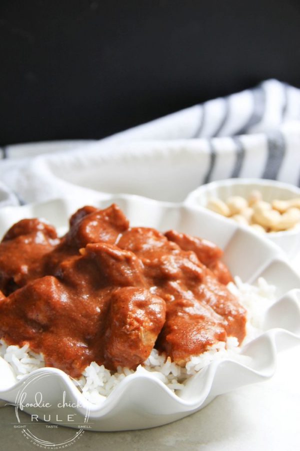 Easy Butter Chicken, less than 30 minutes and FULL of flavor!! The best! foodiechicksrule.com #easybutterchicken #butterchickenrecipe #quickandeasyrecipes #recipeideas #indianfood #indianrecipes #quickdinnerideas #murghmakhani