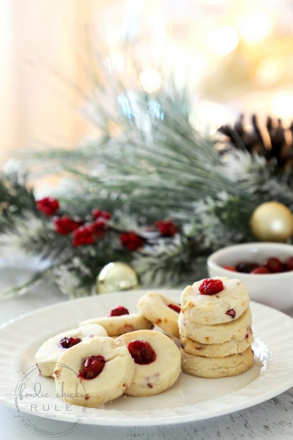 Cranberry Orange Shortbread Cookies...the BEST Holiday Dessert Idea! foodiechicksrule.com #shortbreadcookies #cranberrrydesserts #holidaydesserts #cranberryorangecookies