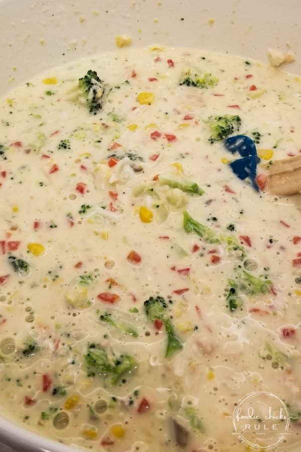 Tuna Rice Casserole- AKA Throw everything you have on hand in a bowl and call it dinner! foodiechicksrule.com #tunacasserole #casserolerecipes #bestcasserole #quickcasserole