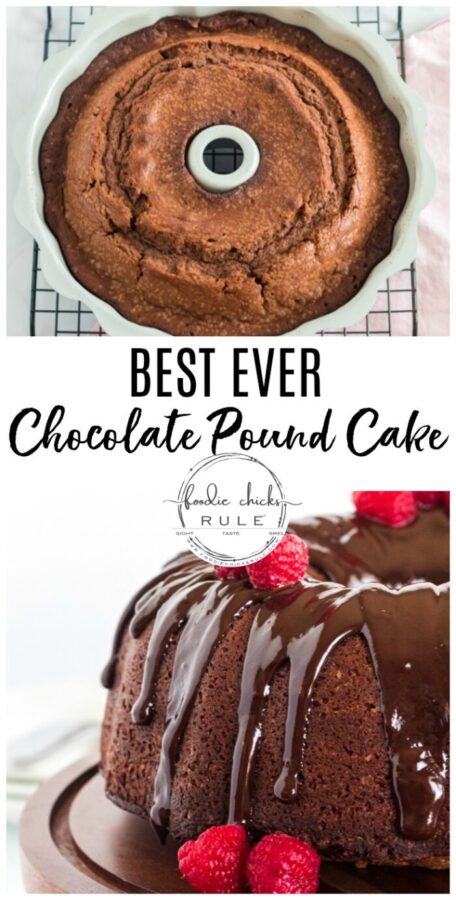 Old Fashioned Chocolate Pound Cake Recipe - Passed down to me! foodiechicksrule.com #chocolatepoundcake #chocolatecake #oldfashionedrecipes #cakerecipes